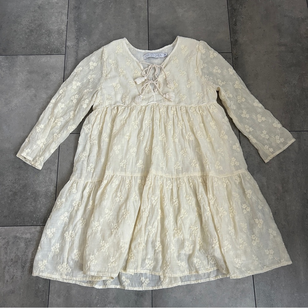 Christy Dawn the phoenix dress vintage embroidered cream M/L - Picture 3 of 9